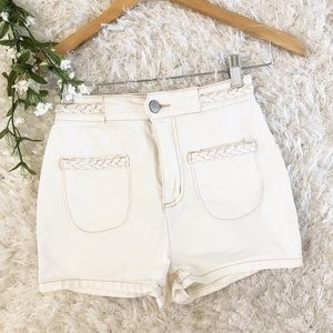 BDG White High Waisted Braided Shorts